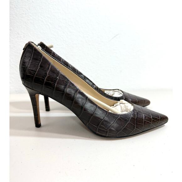 Coach Smith Classic Crocodile Chestnut Leather Heels Size 9.5B - Picture 1 of 13
